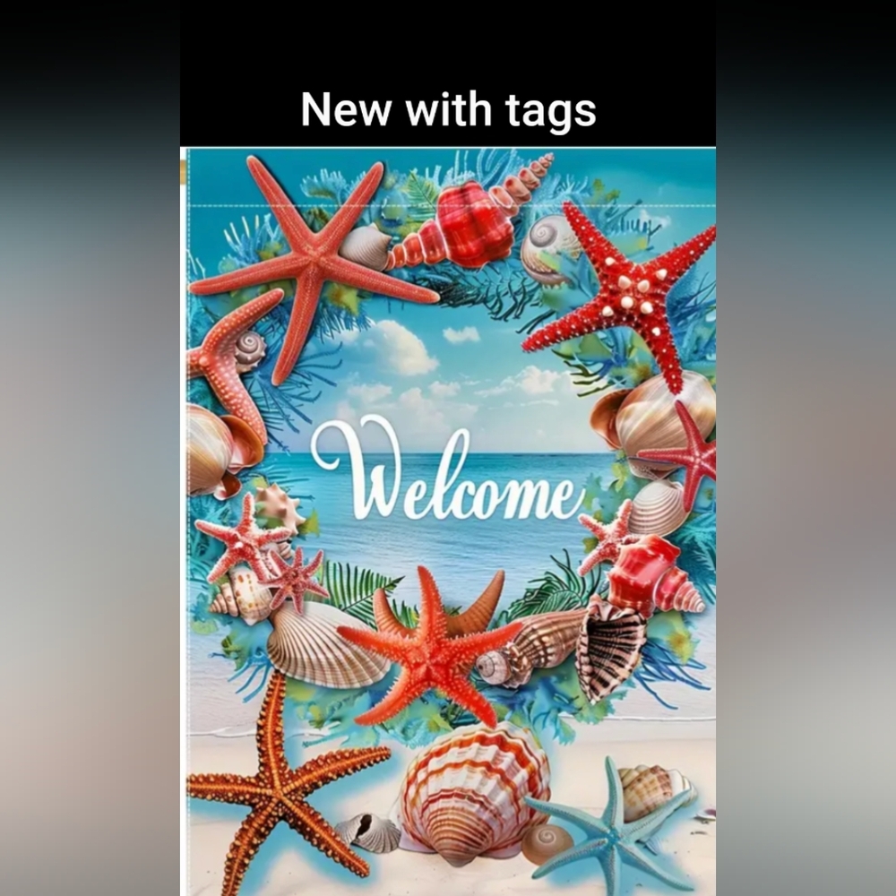 🌊🏝️GARDEN FLAG-Welcome 12x18 Inch, Double-Sided Seashells & Ocean
